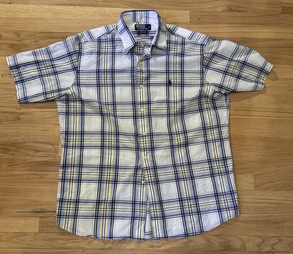 Vintage Polo Ralph Lauren "Marlowe" Plaid Short Sleeve Shirt 100% Cotton Men's L